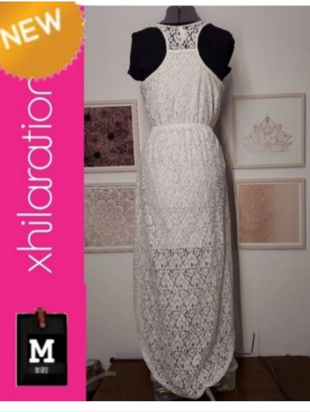 🆕⭐️ 5/ $30 - White lace dress, NWOT, size medium, high low